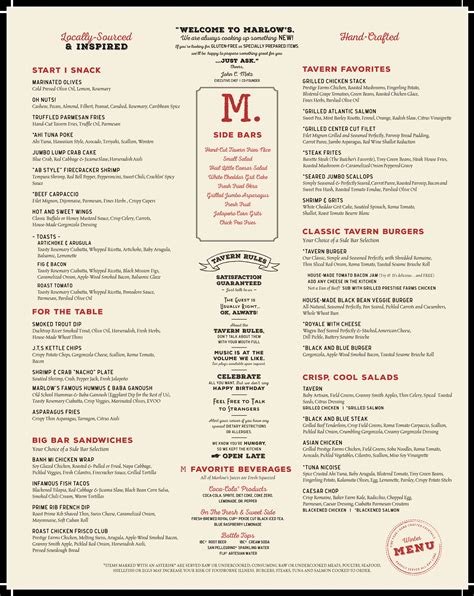 marlow's tavern|marlow's menu with prices.